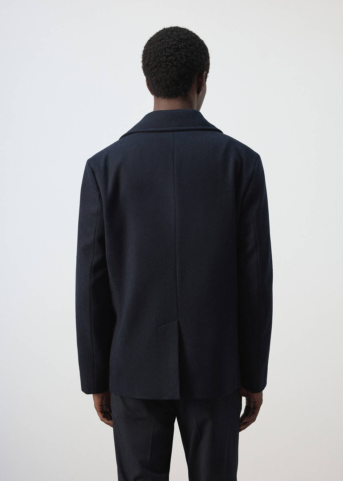 Wool double-breasted coat with buttons — Night Blue