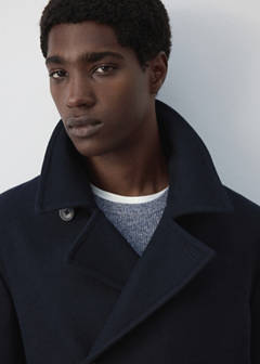 Wool double-breasted coat with buttons — Night Blue 4