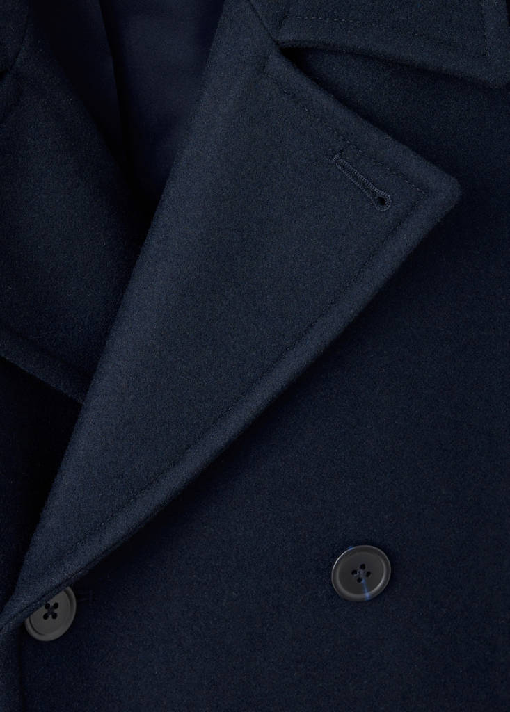 Wool double-breasted coat with buttons — Night Blue