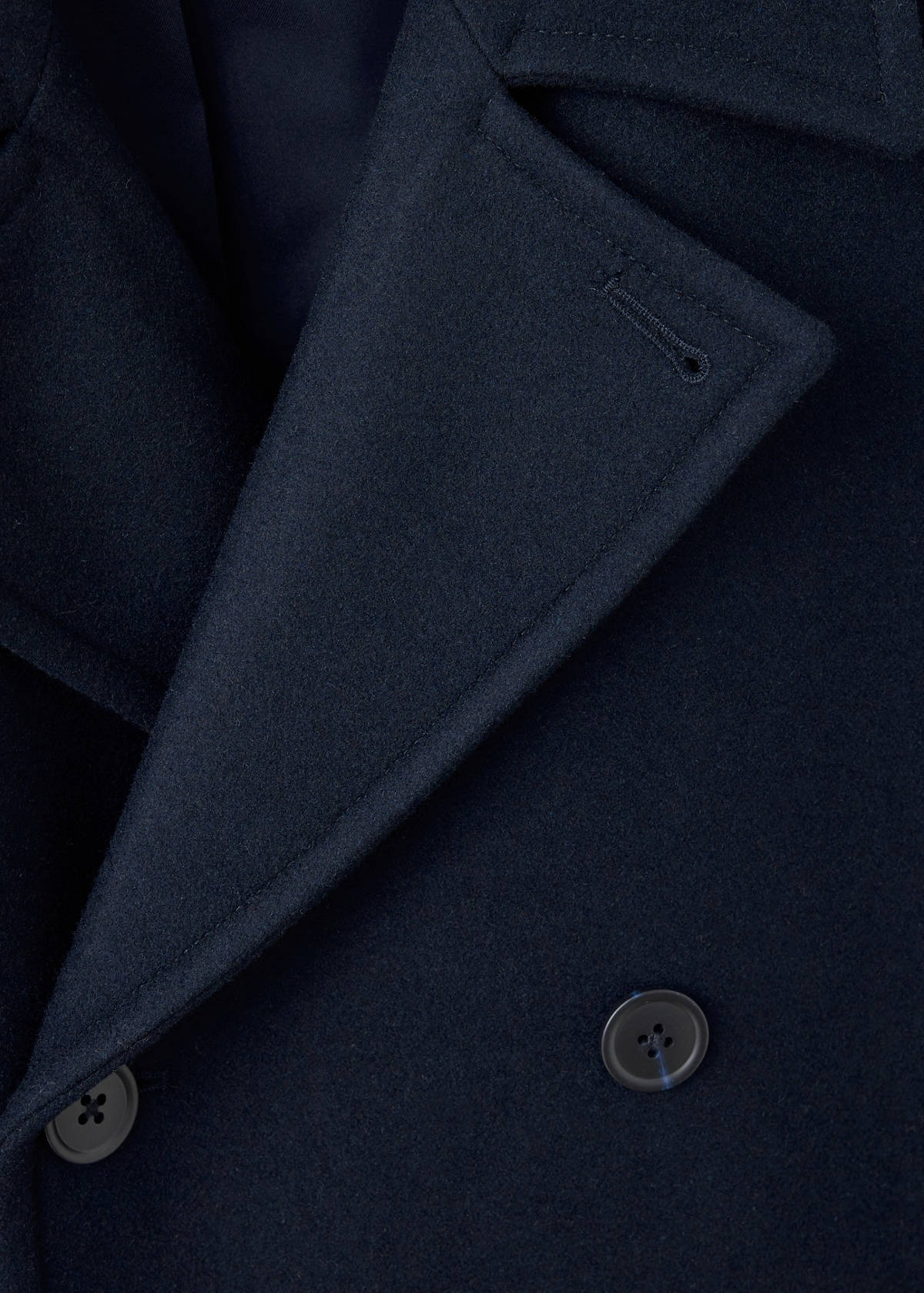 Wool double-breasted coat with buttons — Night Blue