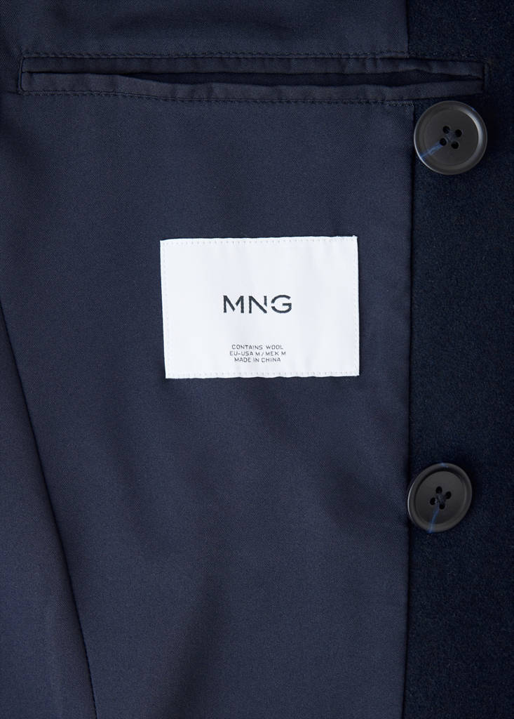 Wool double-breasted coat with buttons — Night Blue