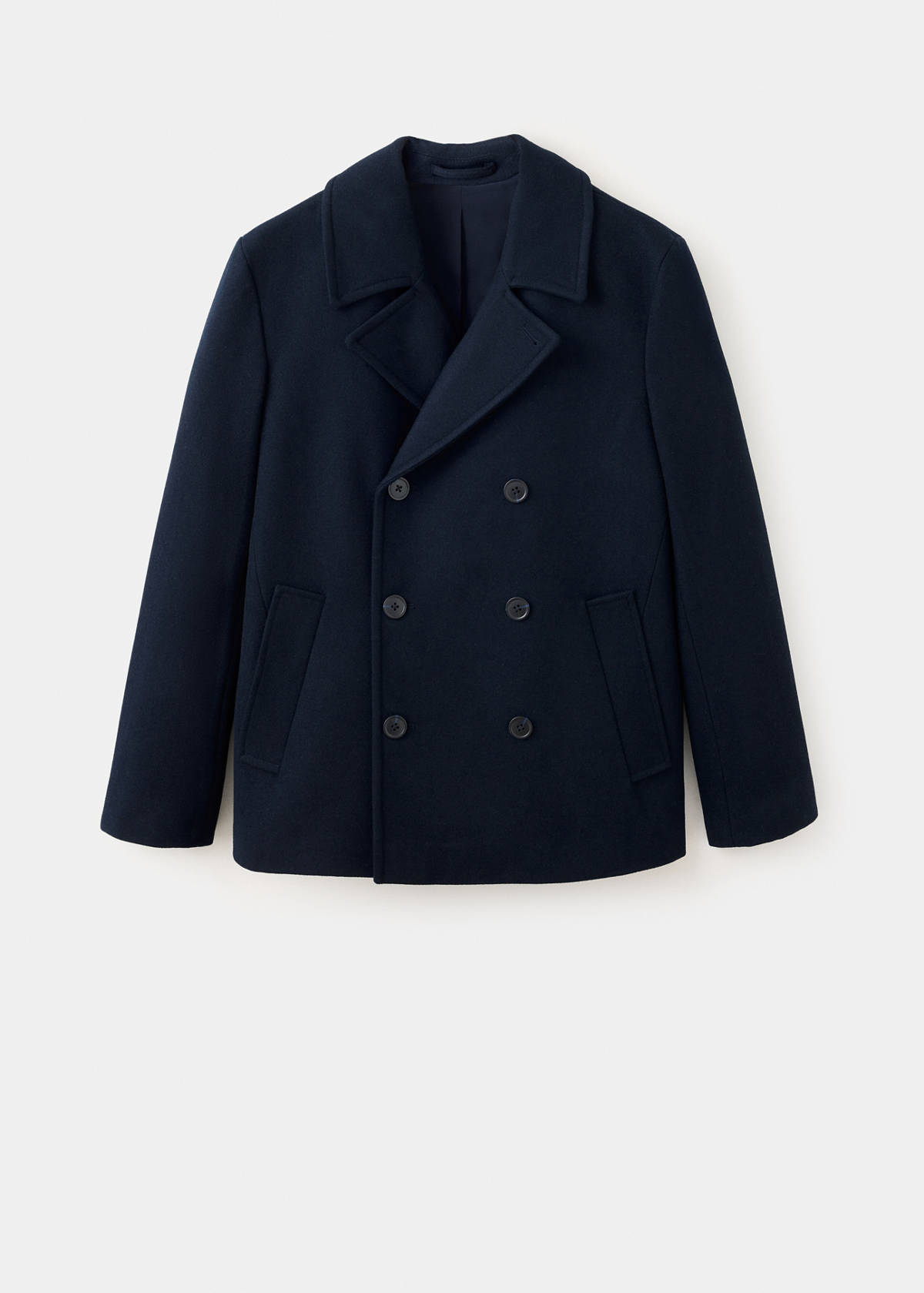 Wool double-breasted coat with buttons — Night Blue