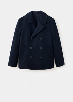 Wool double-breasted coat with buttons — Night Blue 7