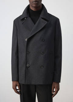 Wool double-breasted coat with buttons — Charcoal 7