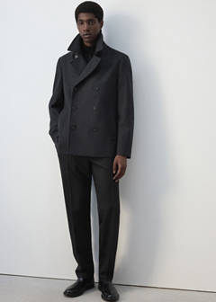 Wool double-breasted coat with buttons — Charcoal 6