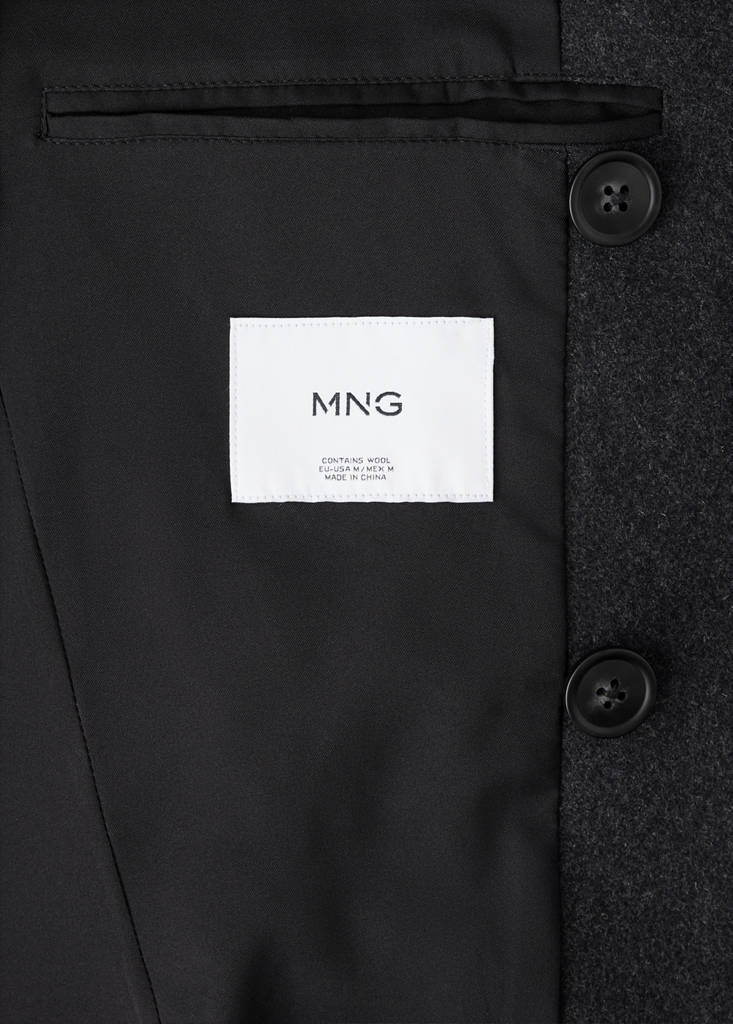 Wool double-breasted coat with buttons — Charcoal