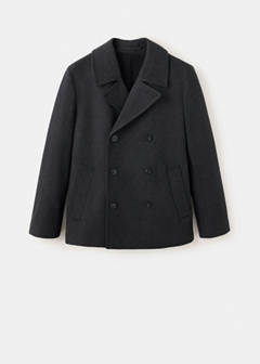 Wool double-breasted coat with buttons — Charcoal 8