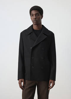 Wool double-breasted coat with buttons — Black 1