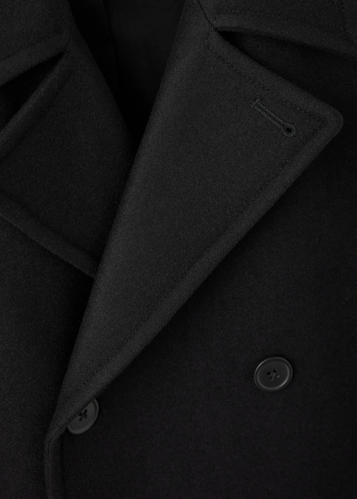 Wool double-breasted coat with buttons — Black