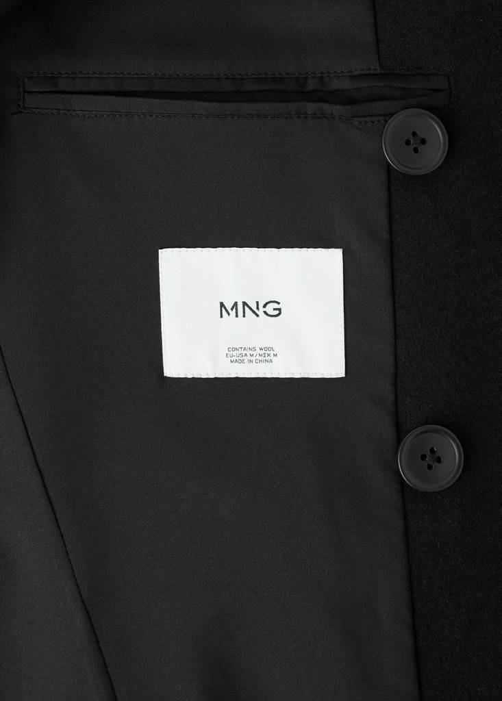 Wool double-breasted coat with buttons — Black