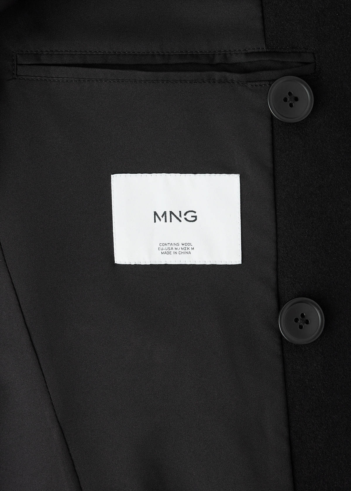 Wool double-breasted coat with buttons — Black