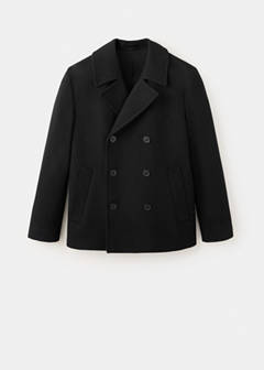 Wool double-breasted coat with buttons — Black 7