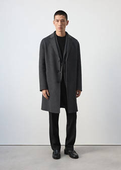 Wool-blend coat with button fastening — Charcoal 2