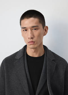 Wool-blend coat with button fastening — Charcoal 4