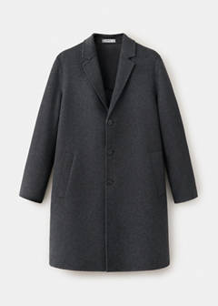Wool-blend coat with button fastening — Charcoal 6