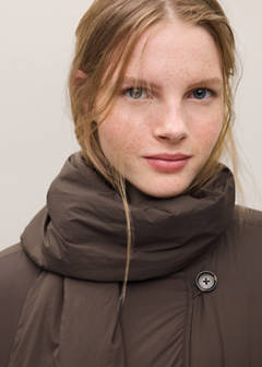 Padded anorak with scarf collar — Brown 4
