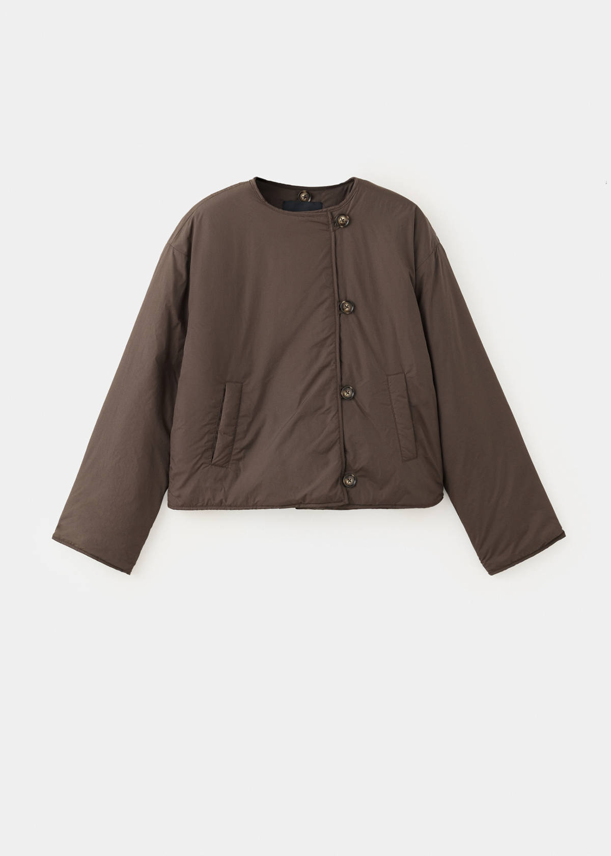 Padded anorak with scarf collar — Brown