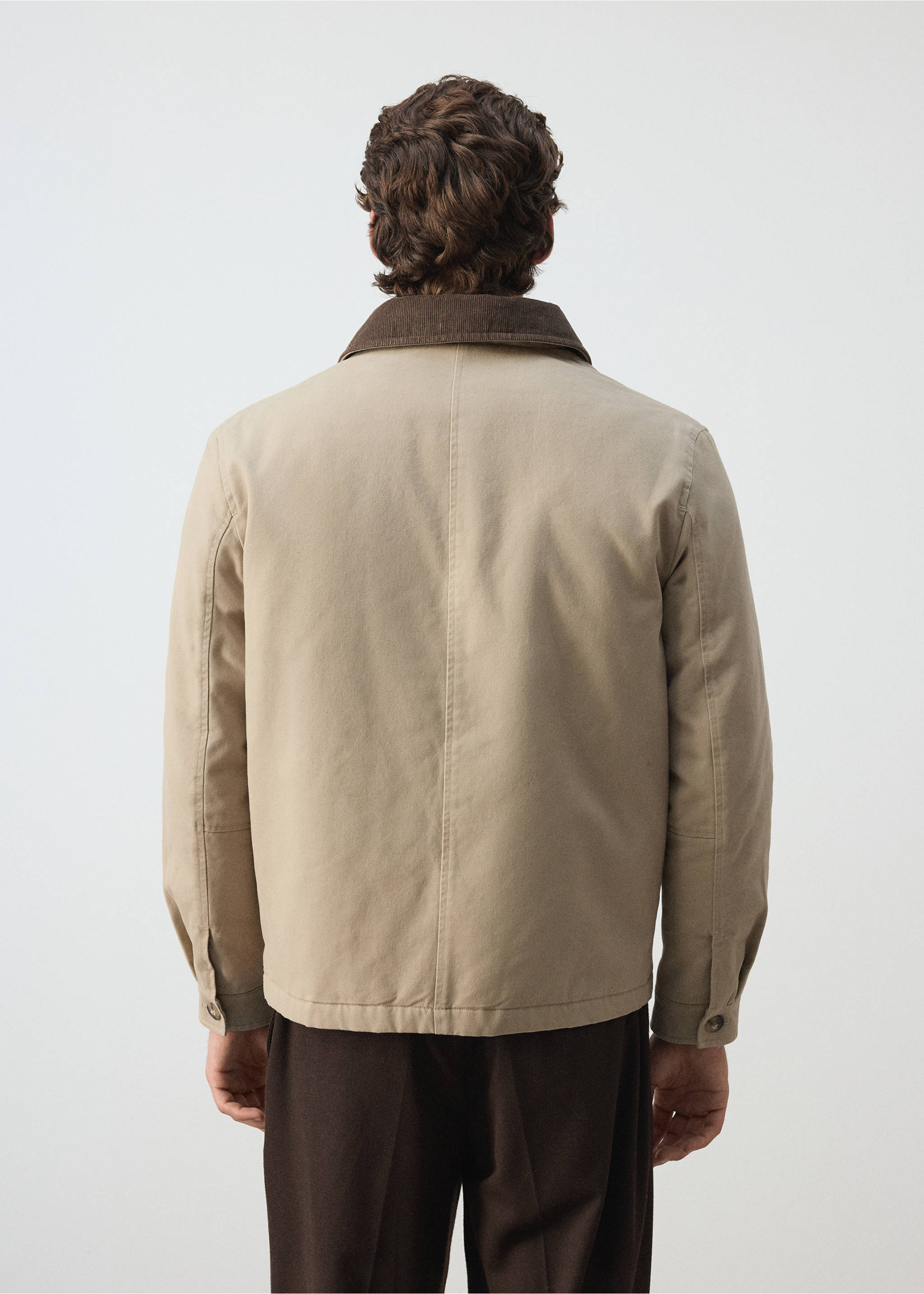 Jacka i 100 % bomull med manchesterkrage - Artikelns baksida, Beige. Ref: 37047898-00.