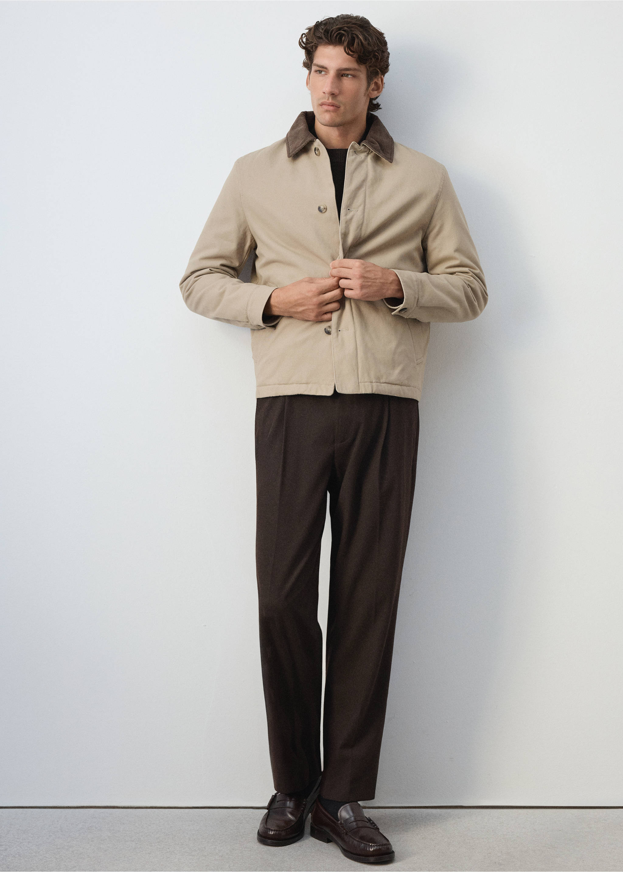 Jacka i 100 % bomull med manchesterkrage - Detaljer om artikeln 4, Beige. Ref: 37047898-00.