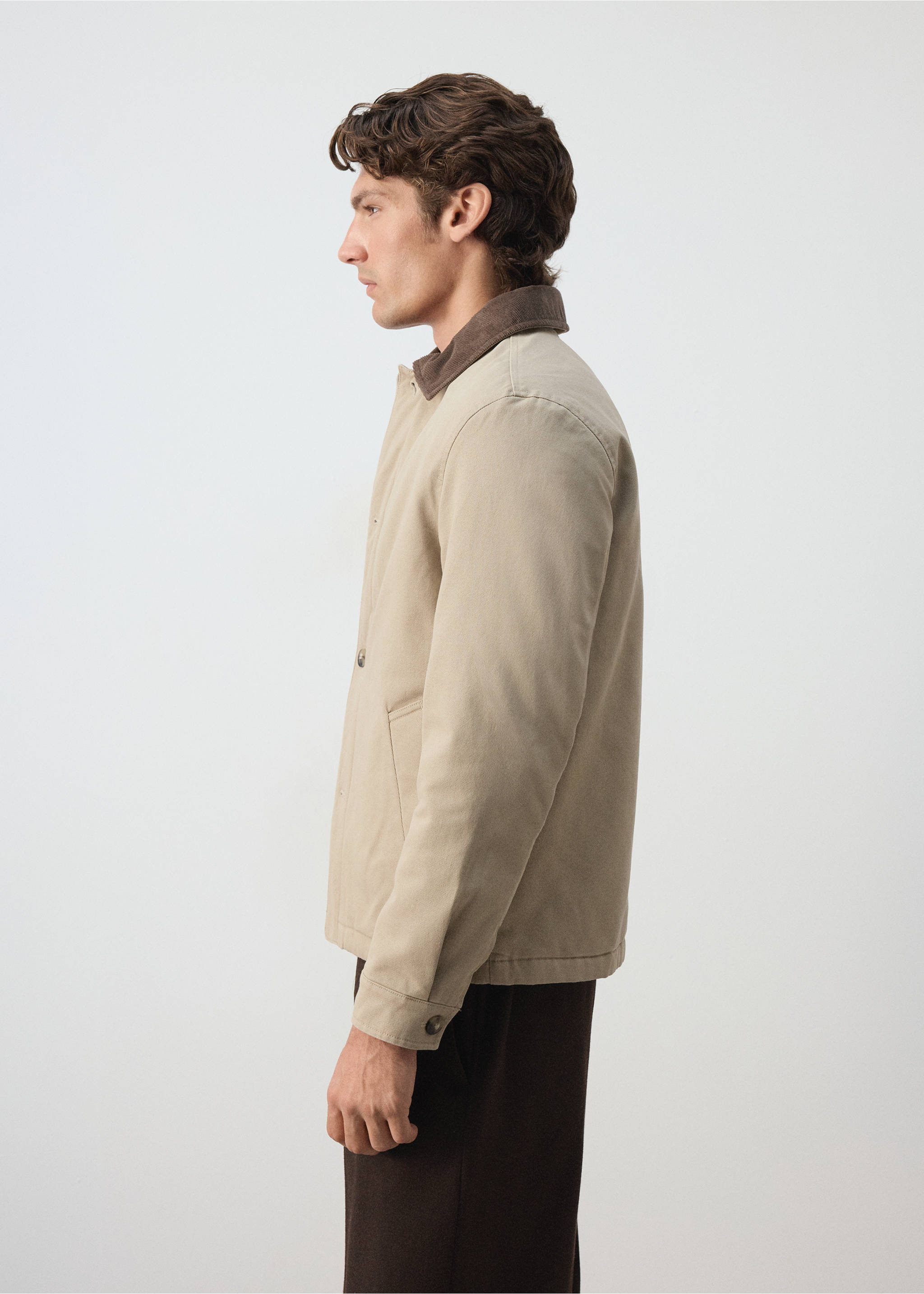 Jacka i 100 % bomull med manchesterkrage - Detaljer om artikeln 2, Beige. Ref: 37047898-00.