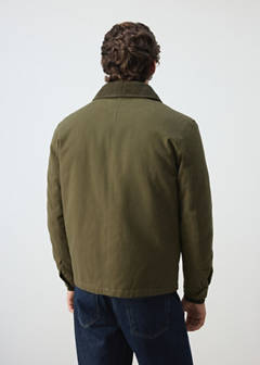 Quilted jacket with corduroy collar — Khaki 3