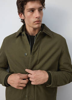 Quilted jacket with corduroy collar — Khaki 4