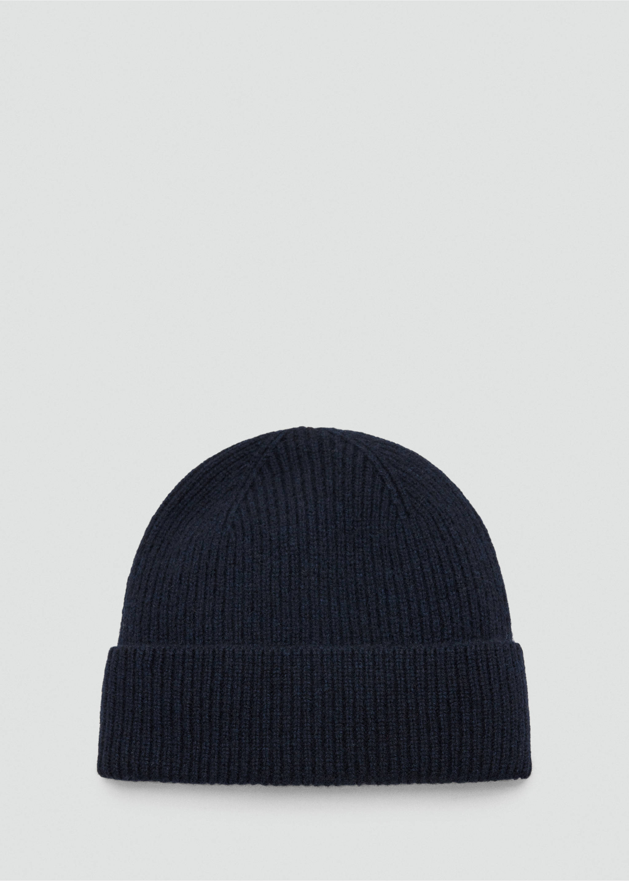 Dark navy blue ribbed knit beanie with a folded brim., Navy. Ref: 37047903-00.