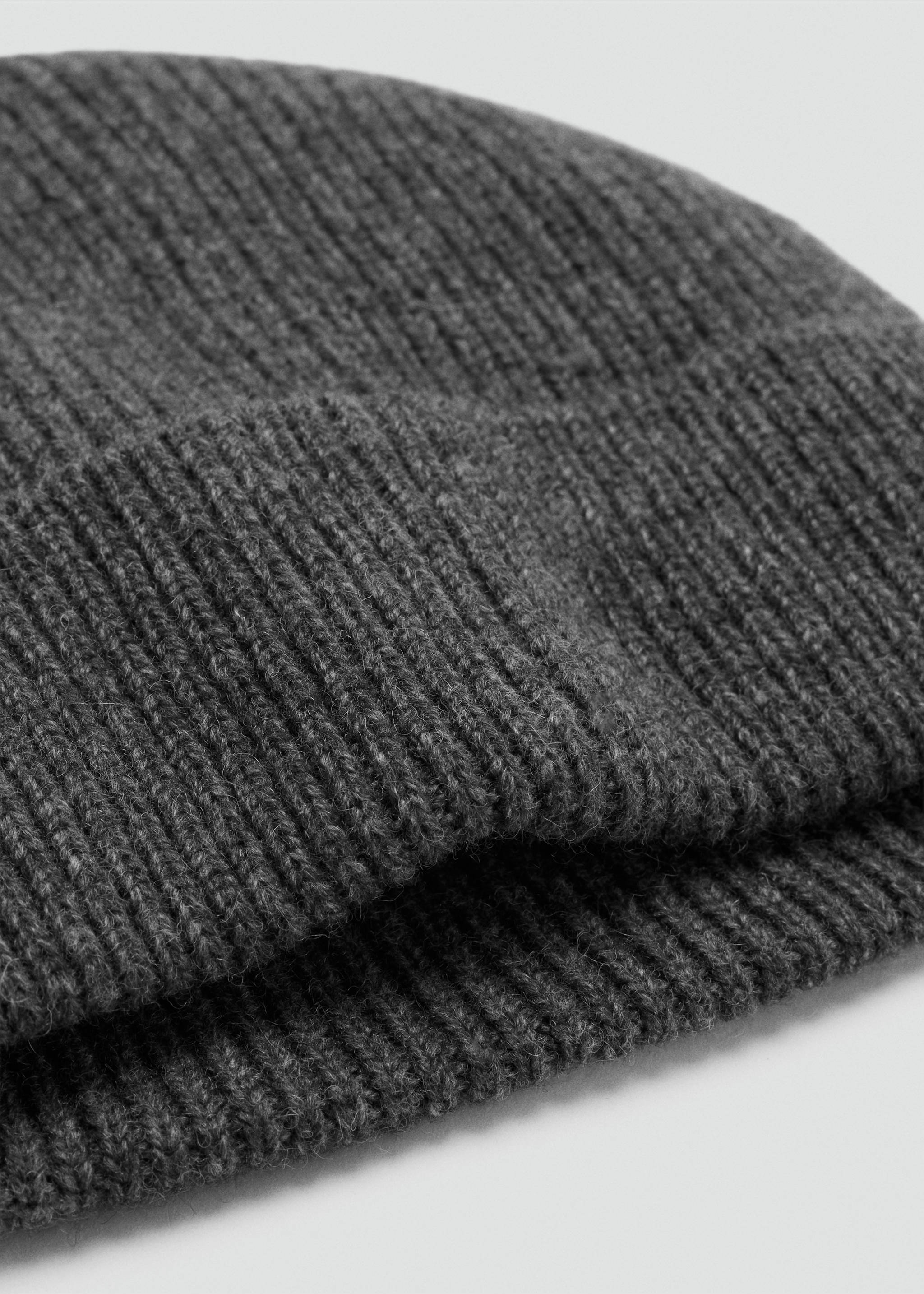 Dark grey ribbed beanie in a close-up accessory view., Grey. Ref: 37047903-00.