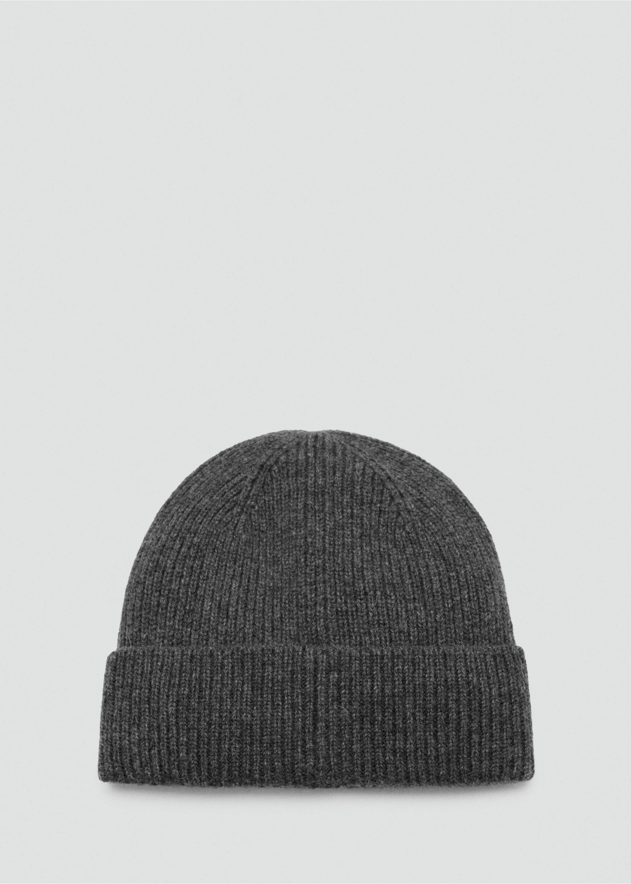 Dark grey ribbed knit beanie with a folded cuff., Grey. Ref: 37047903-00.