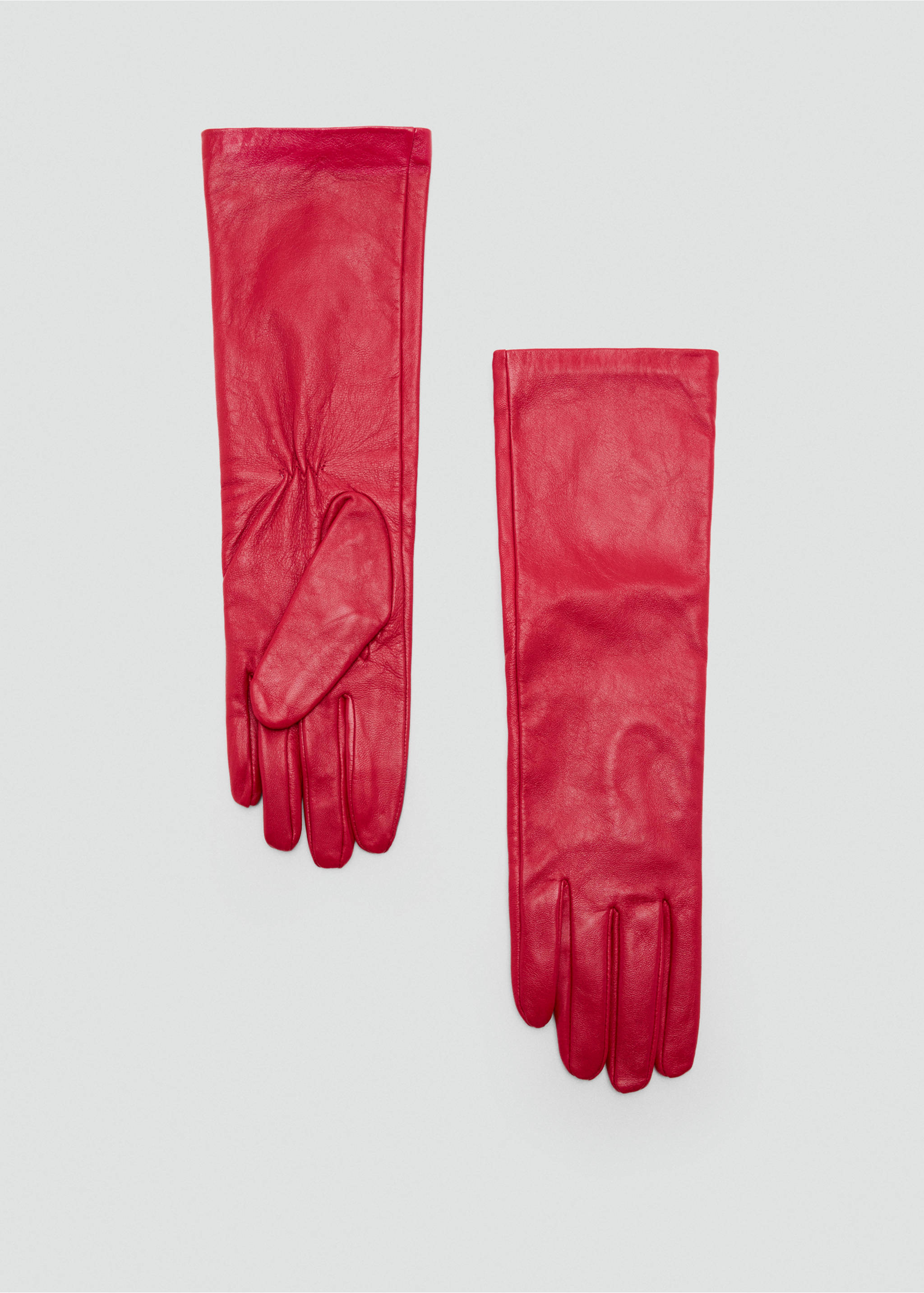 Lange handschoenen van getrommeld leer - Artikel zonder model, Rood. Ref: 37047906-00.