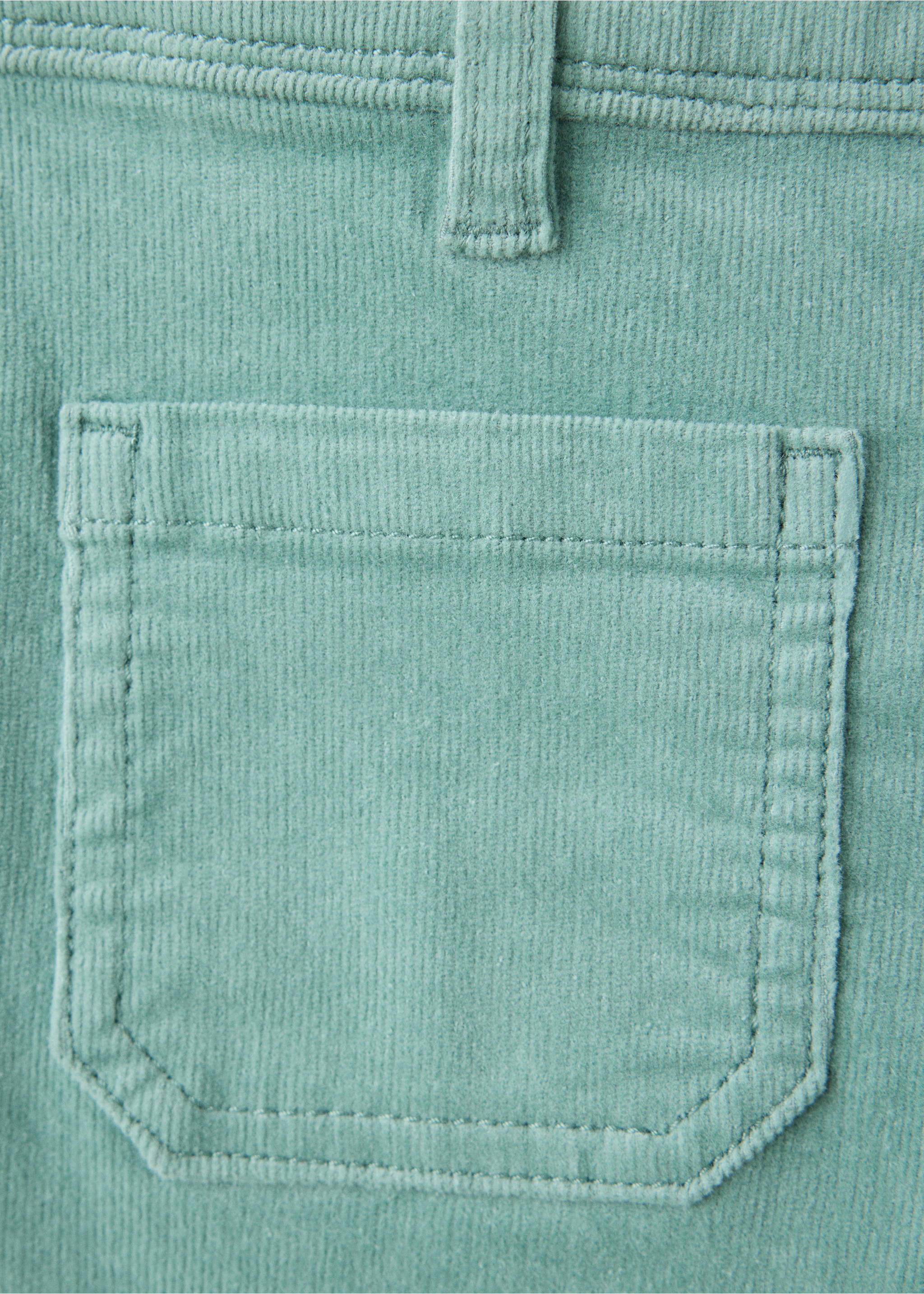Flared corduroy trousers - Details of the article 8, Aqua Green. Ref: 37047909-00.