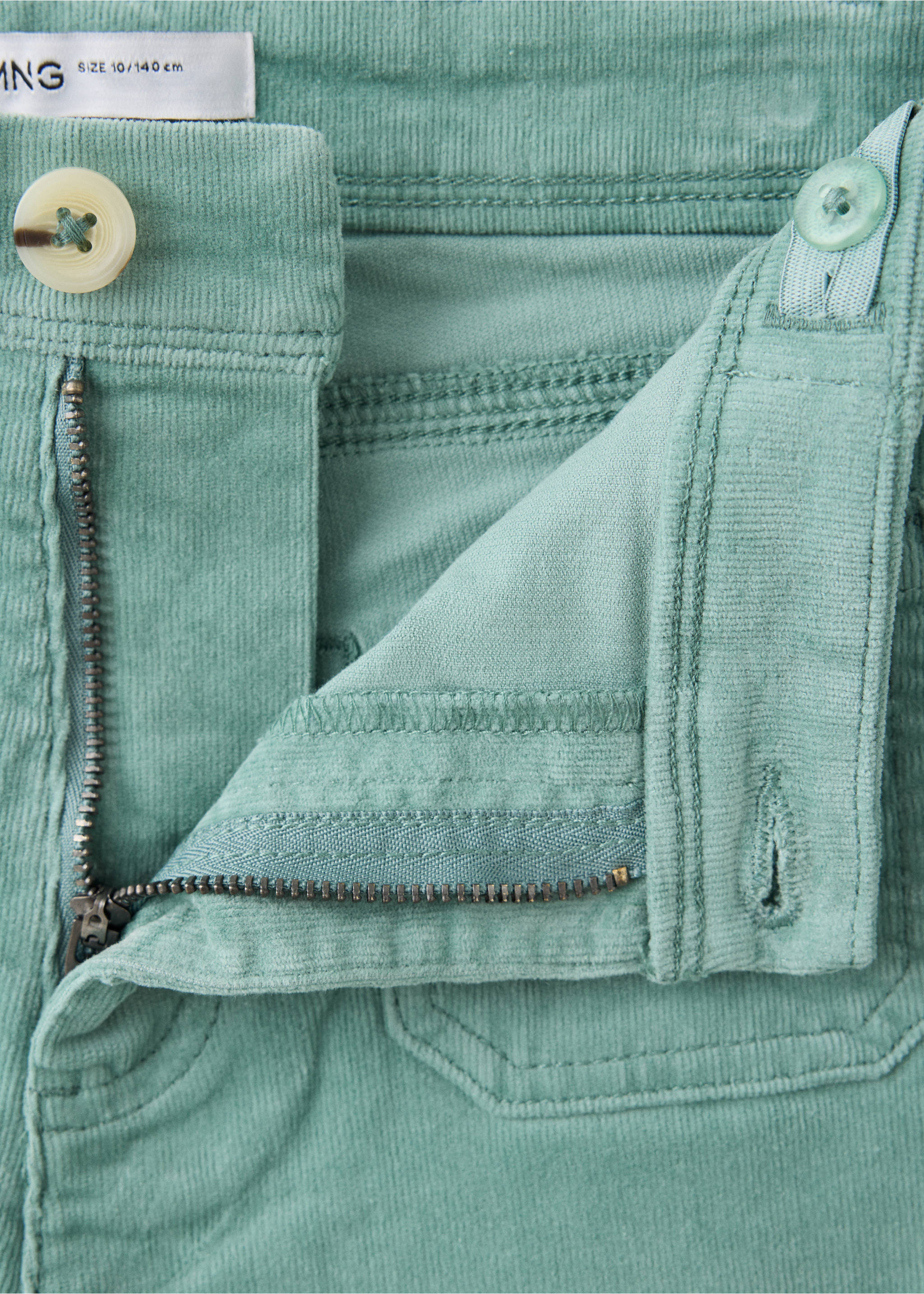 Flared corduroy trousers - Details of the article 0, Aqua Green. Ref: 37047909-00.