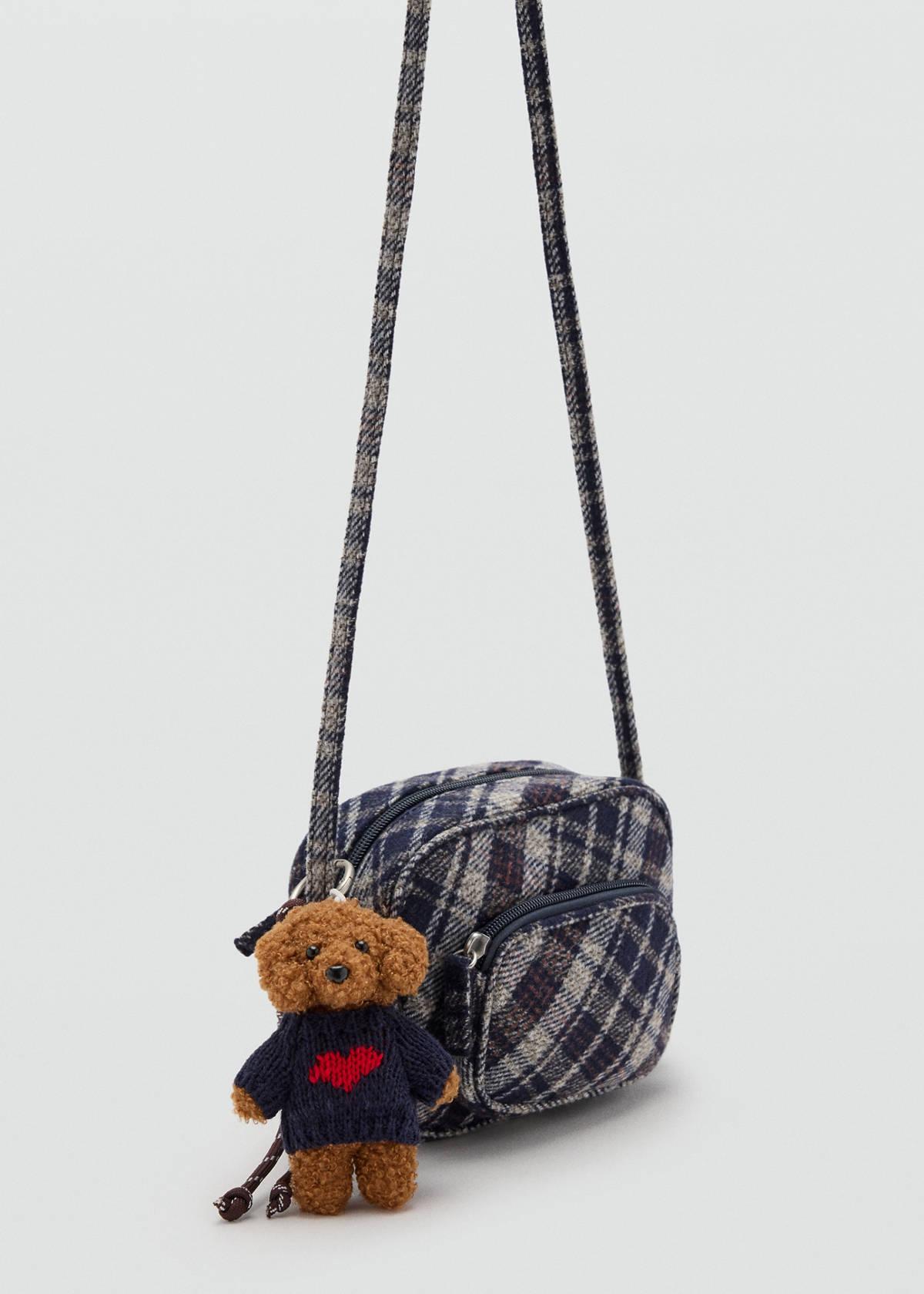 Check crossbody bag with checks — Grey