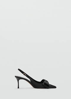 Satin bow-heeled shoe — Black 1