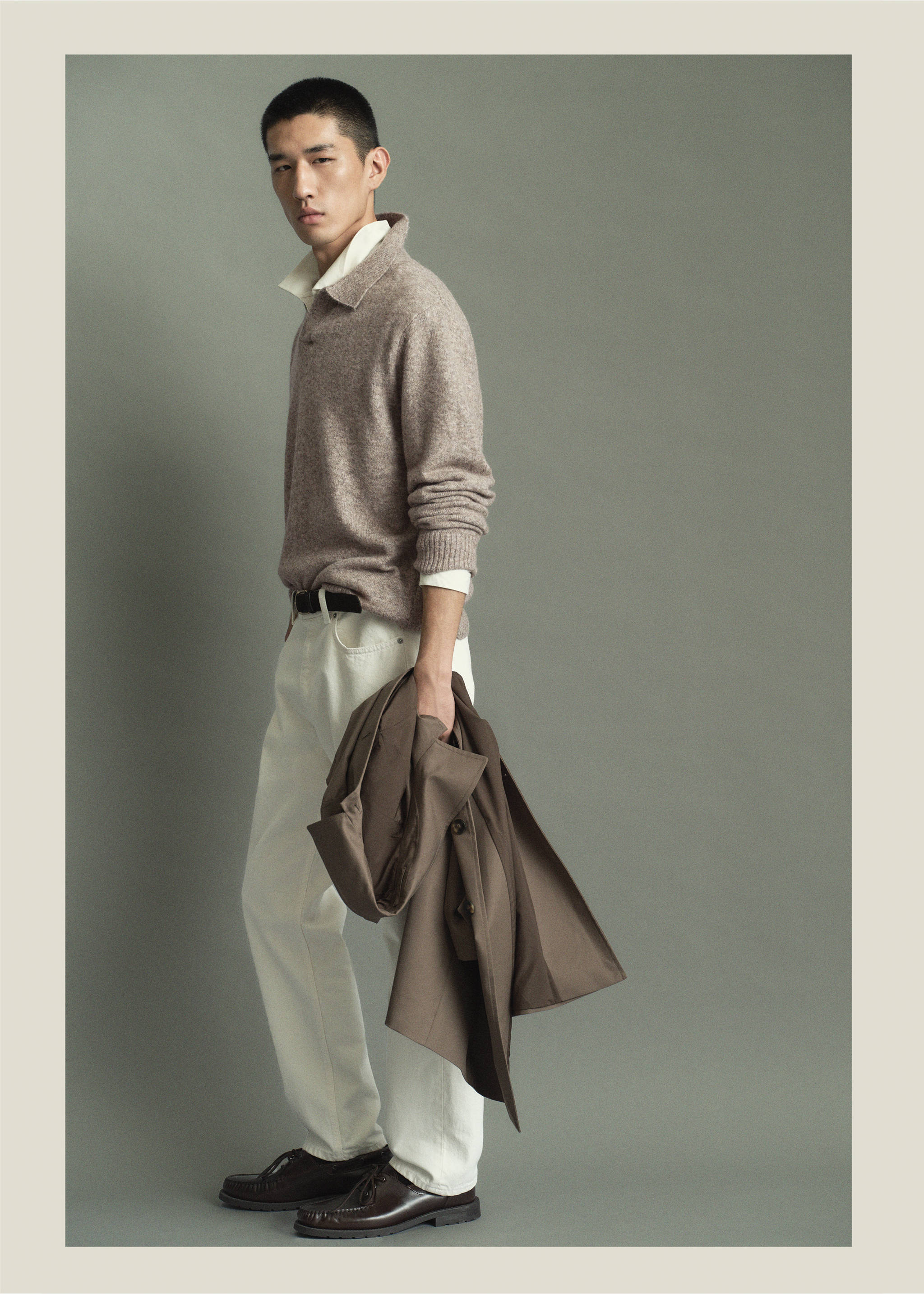 Alpaca wool blend polo neck jumper - Details of the article 5, Beige. Ref: 37047916-00.