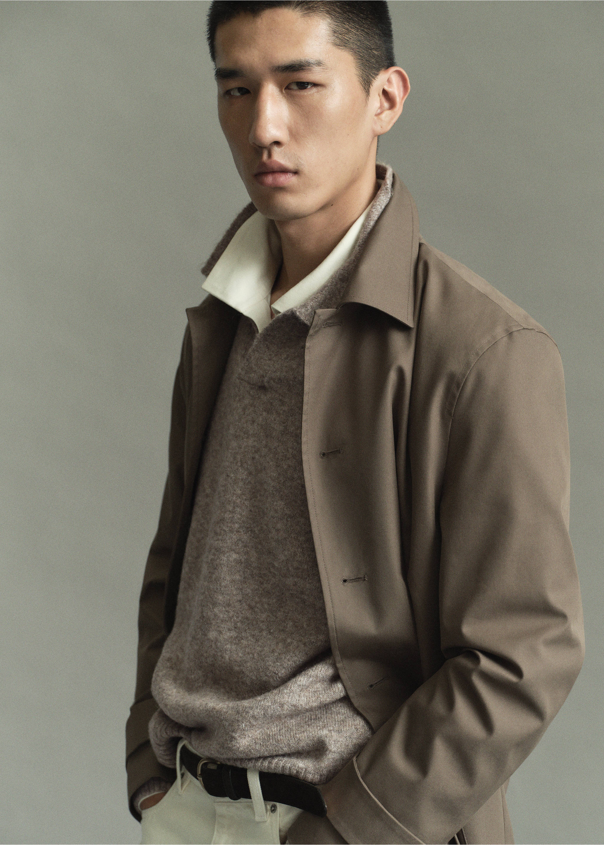Alpaca wool blend polo neck jumper - Details of the article 6, Beige. Ref: 37047916-00.