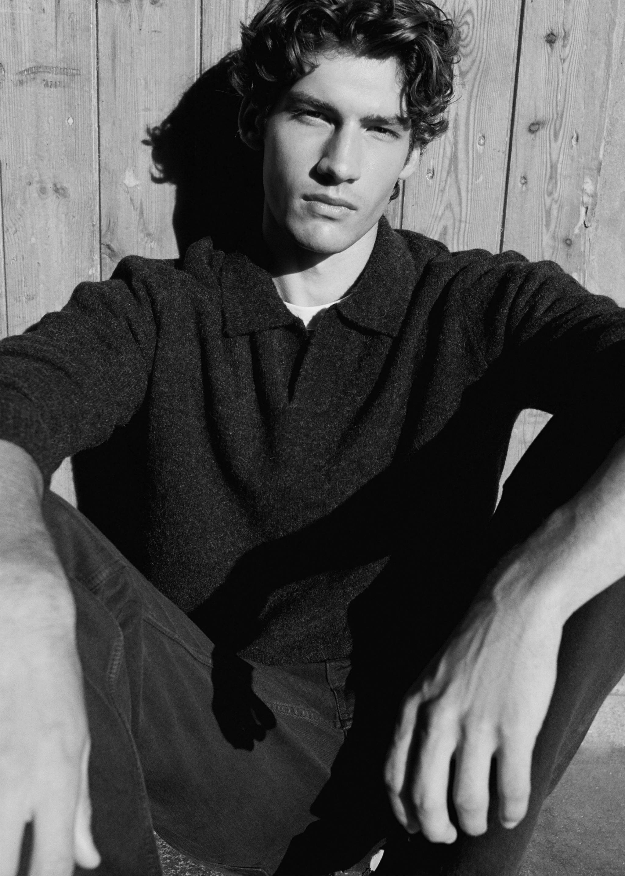 Alpaca wool blend polo neck jumper - Details of the article 6, Chocolate. Ref: 37047916-00.