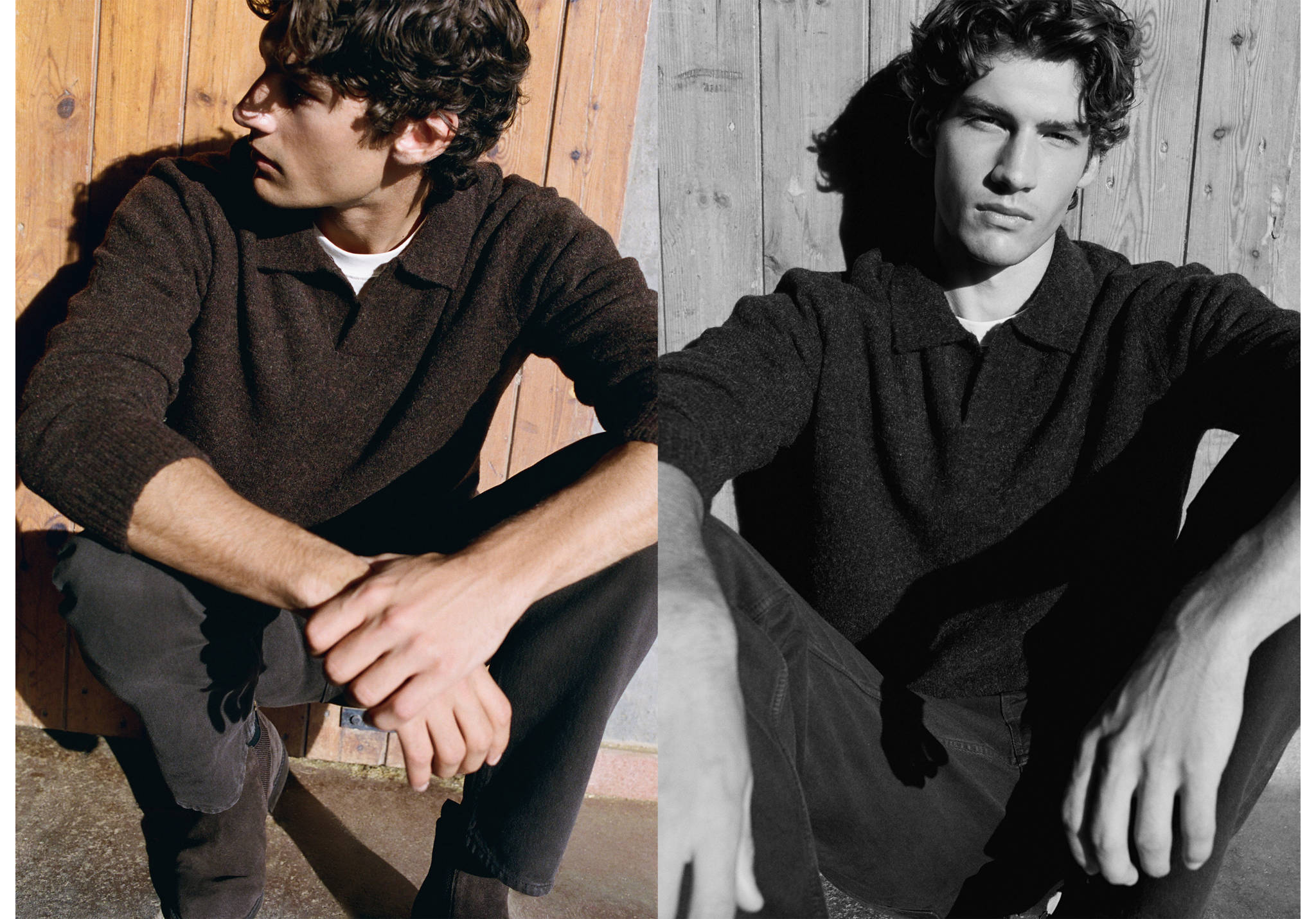 Alpaca wool blend polo neck jumper - Panoramic plane