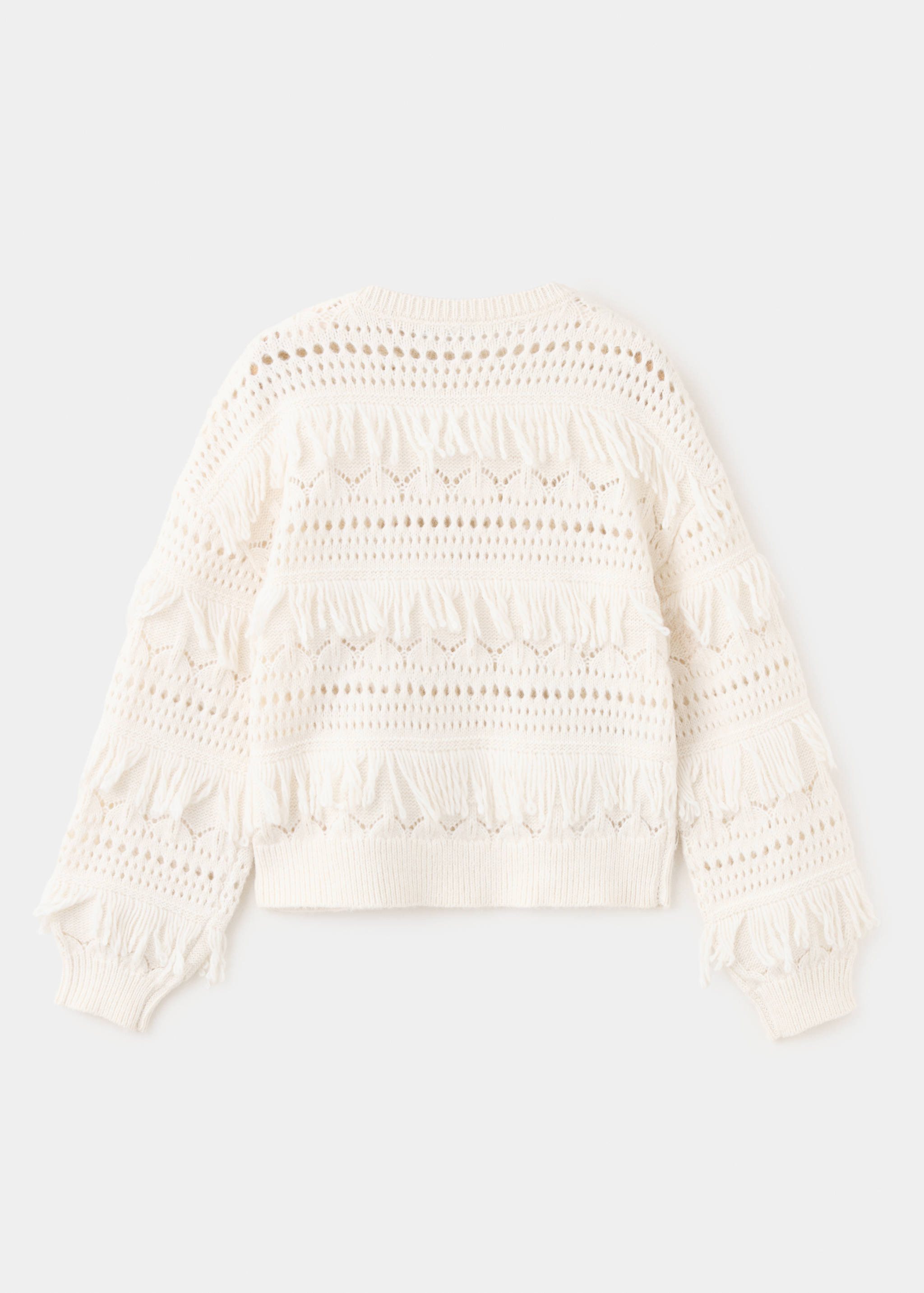 Openwork knitted sweater with fringes - Reverse of the article