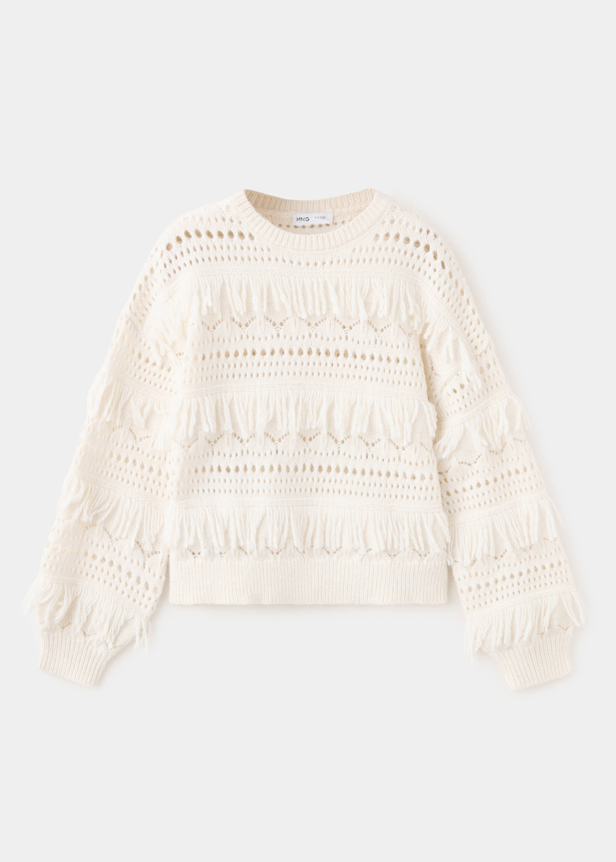 Openwork knitted sweater with fringes - Article without model
