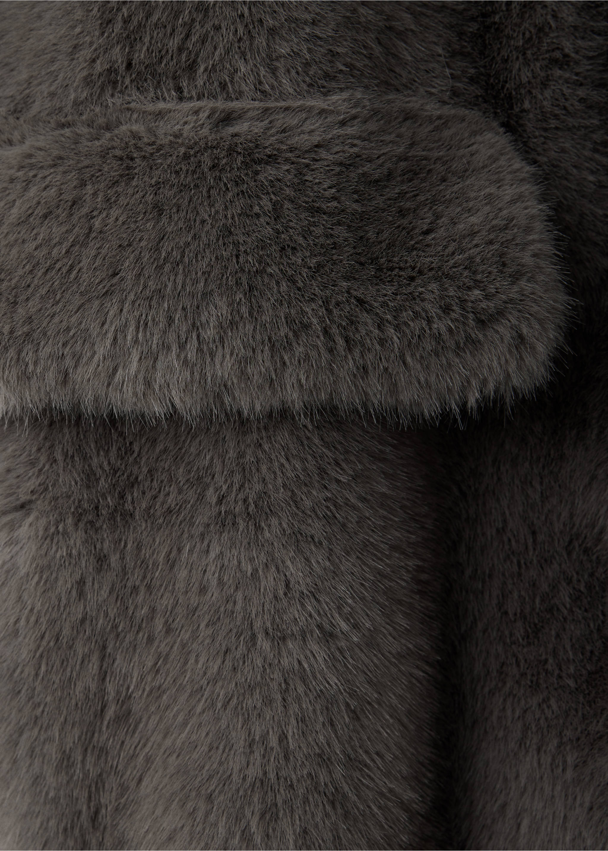 Faux fur funnel-neck jacket - Details of the article 8, Grey. Ref: 37047923-00.