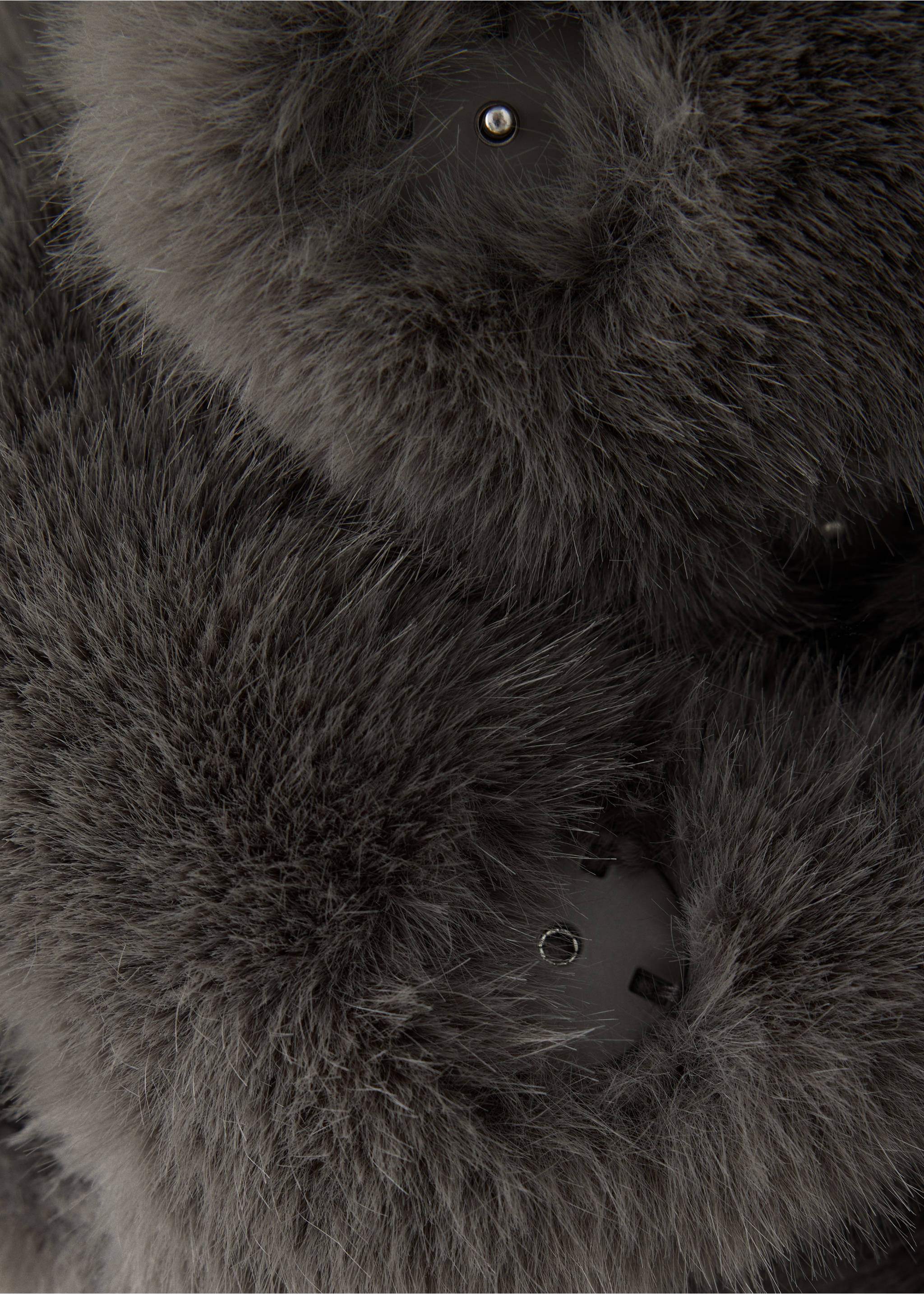 Faux fur funnel-neck jacket - Details of the article 0, Grey. Ref: 37047923-00.