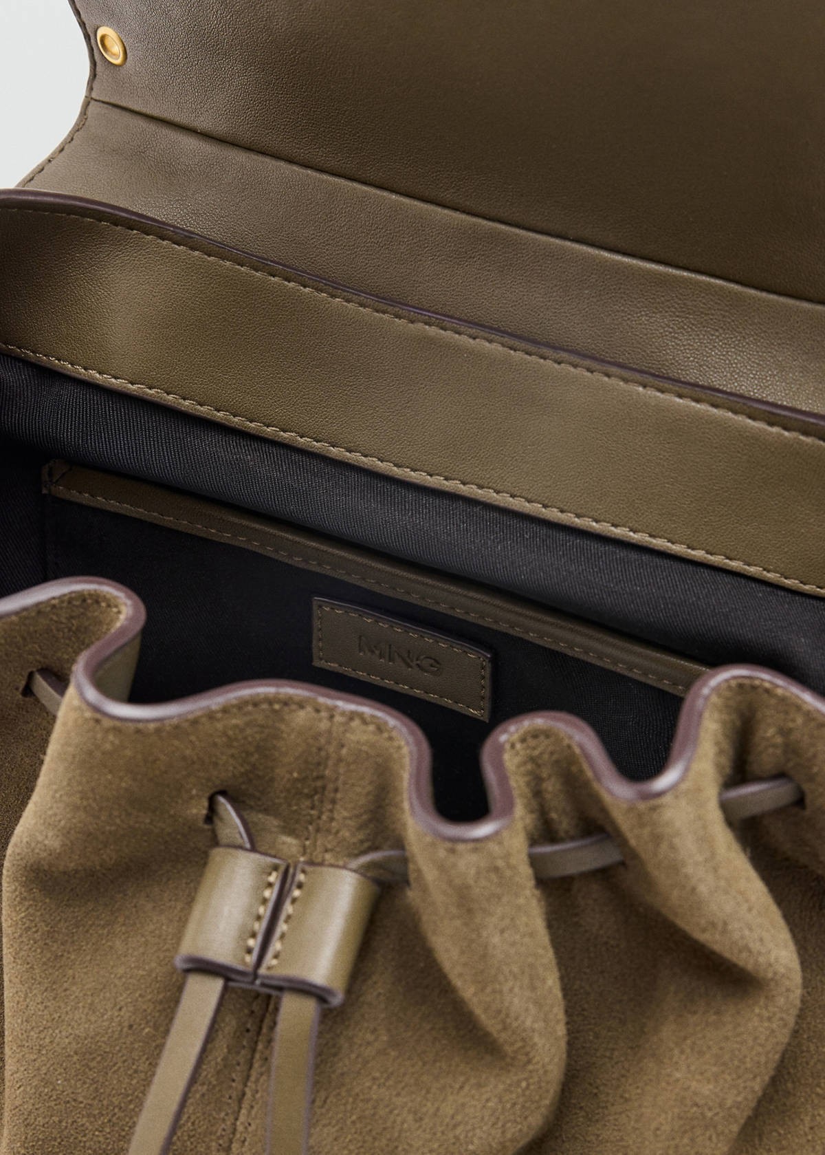 suede bag with studs — Khaki