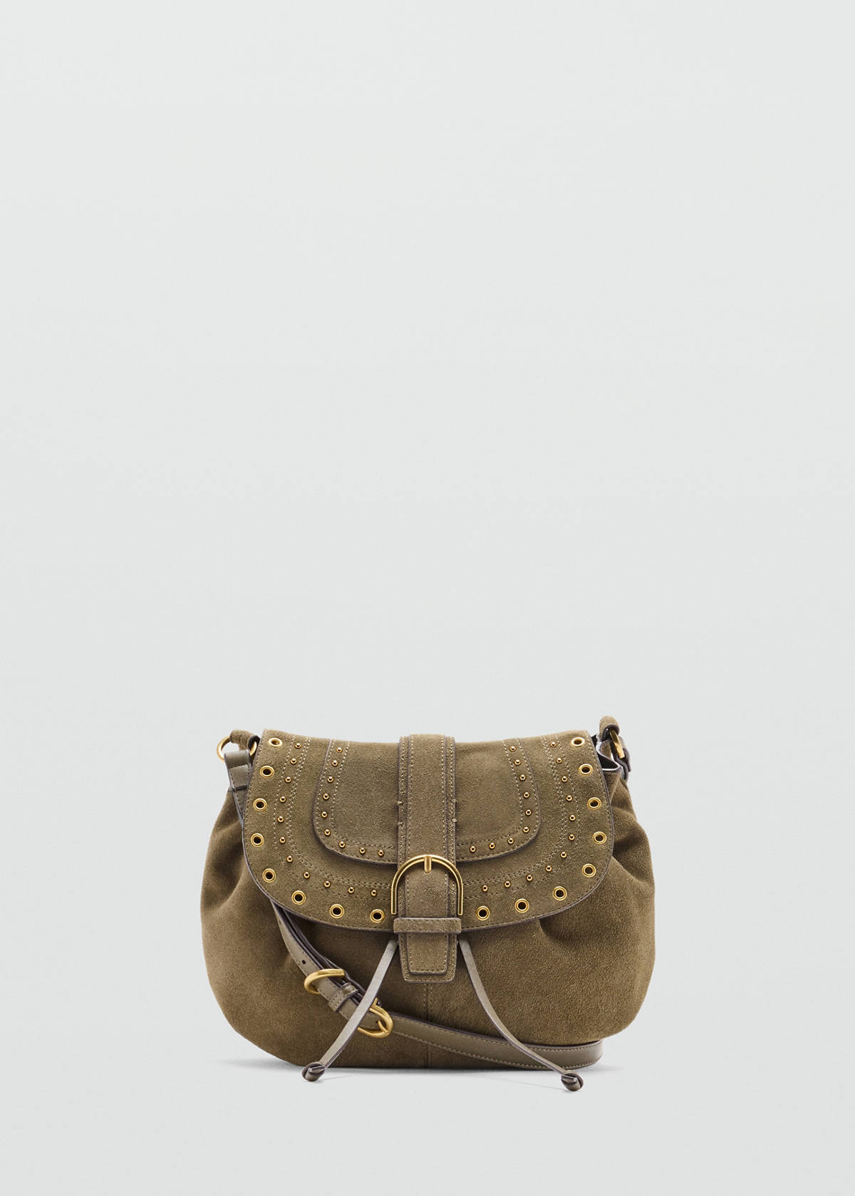 suede bag with studs — Khaki