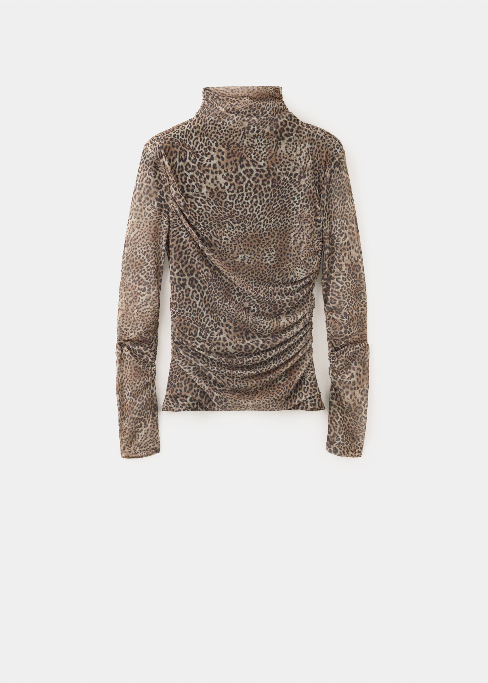 Animal print ruched T-shirt - Article without model, Brown. Ref: 37047939-00.