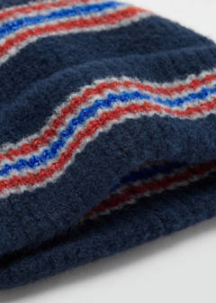 Striped knit hat — Navy 2