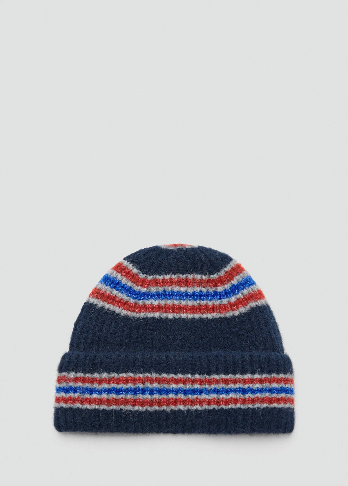 Striped knit hat — Navy
