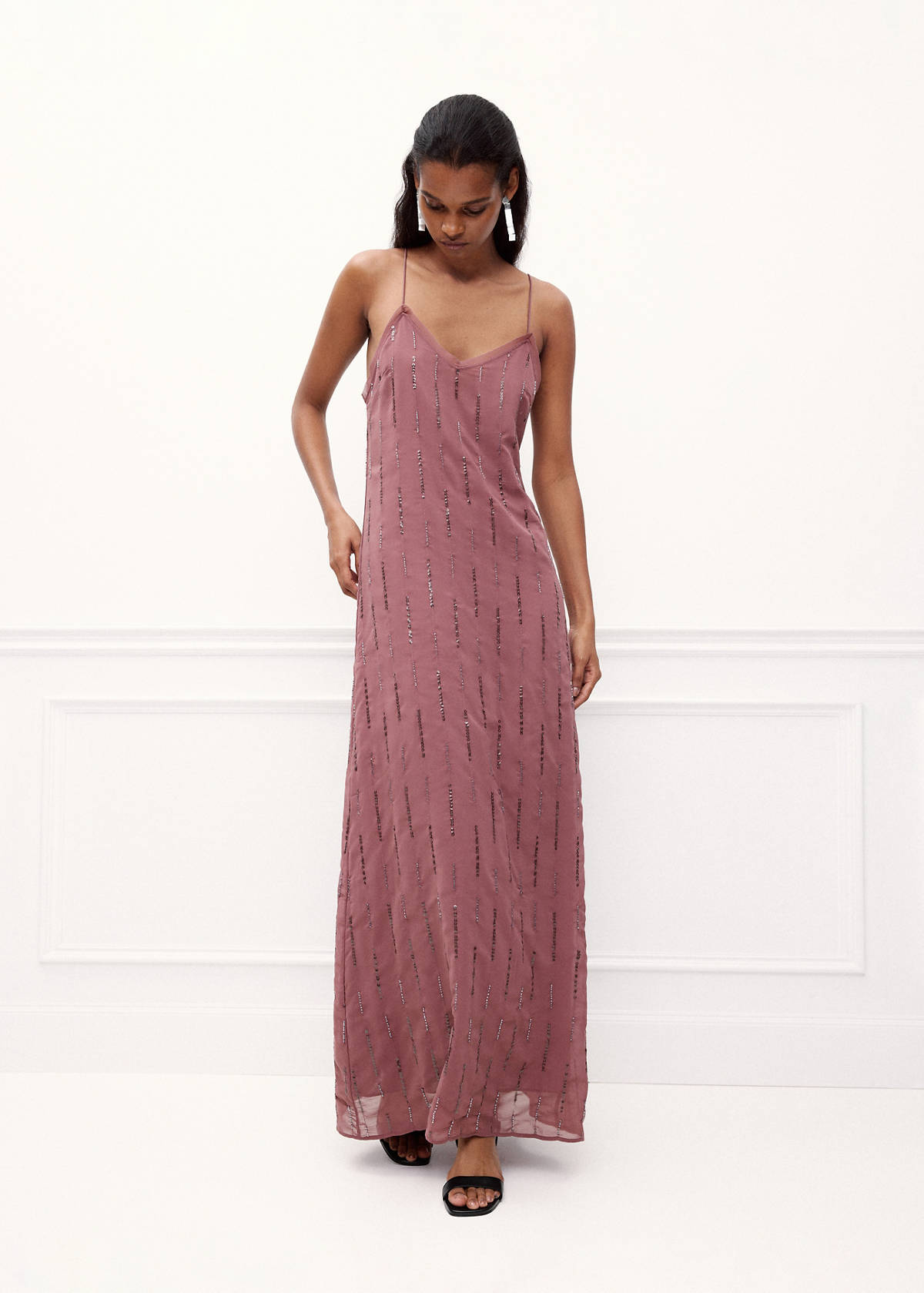Embroidered chiffon dress