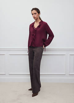 Textured chiffon shirt with ruffles — Blackberry 2
