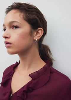 Textured chiffon shirt with ruffles — Blackberry 5